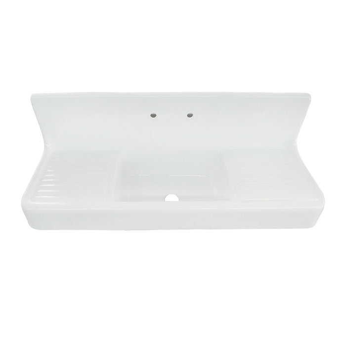 Alma 60" Cast Iron Wall-Hung Kitchen Sink with Drainboard