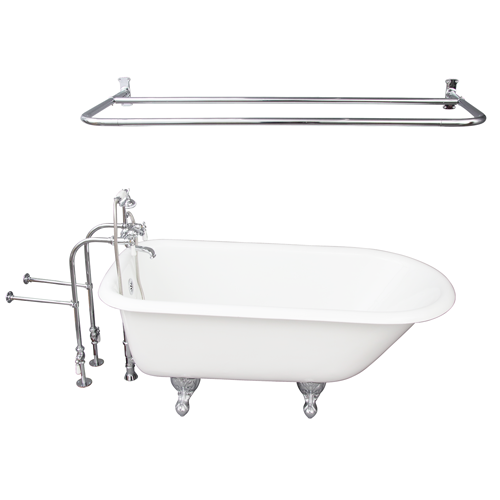 Brocton 65″ Cast Iron Roll Top Tub Kit – Polished Chrome Accessories