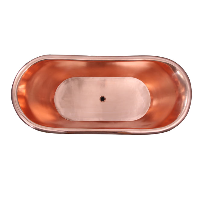 Chapal 70" Copper Double Slipper Tub on Base