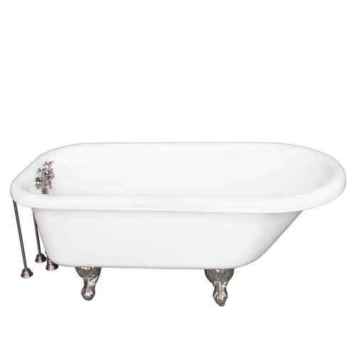 Anthea 60″ Acrylic Roll Top Tub Kit in White – Brushed Nickel Accessories