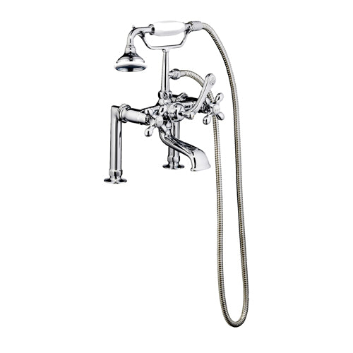 Clawfoot Tub Filler – Elephant Spout, Hand Held Shower, 6″ Elbow Mounts