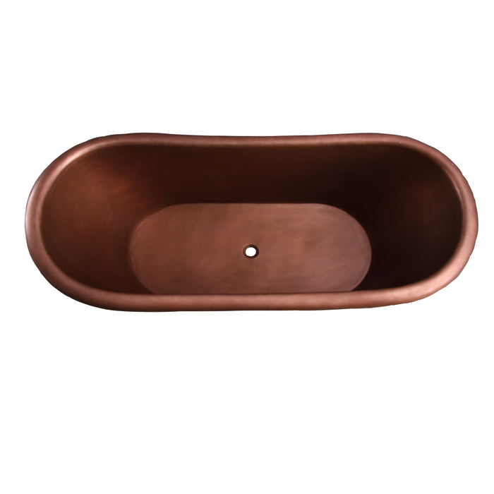 Carwyn 72″ Copper Bateau Double Slipper Tub