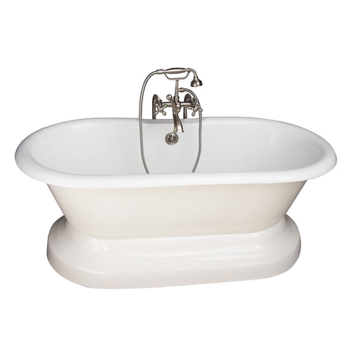 Columbus 61" Cast Iron Double Roll Top Tub Kit-Brushed Nickel Accessories