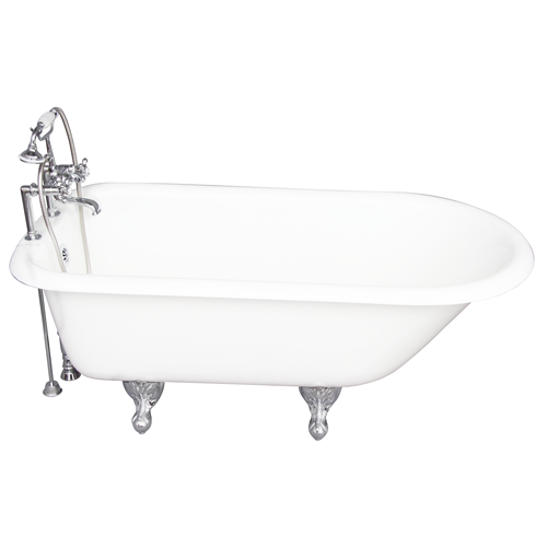 Cadmus 67″ Cast Iron Roll Top Tub Kit – Polished Chrome Accessories