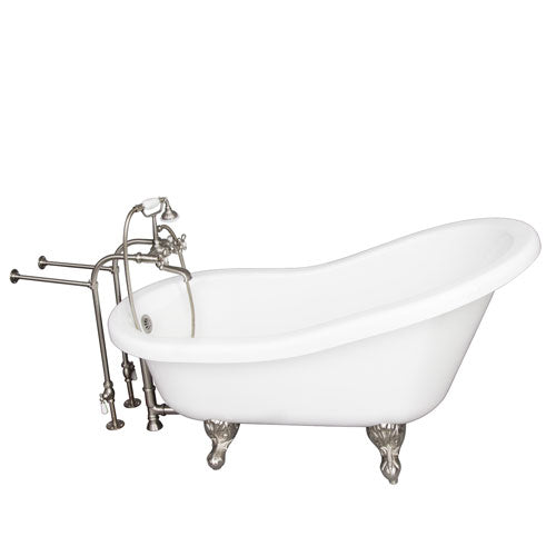 Isadora 67″ Acrylic Slipper Tub Kit in White – Brushed Nickel Accessories