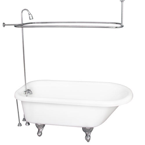 Anthea 60″ Acrylic Roll Top Tub Kit in White – Polished Chrome Accessories