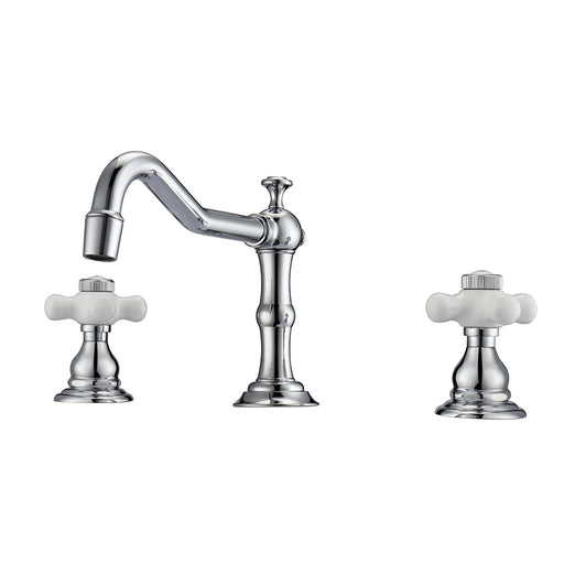 Roma Widespread Lavatory Faucet  with Porcelain Cross Handles