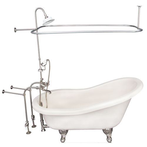 Estelle 60″ Acrylic Slipper Tub Kit in Bisque – Brushed Nickel Accessories