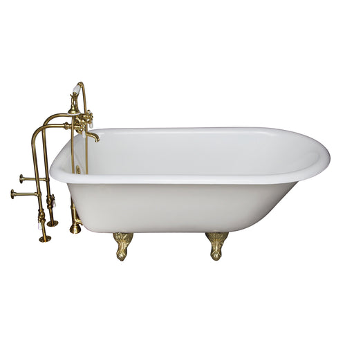 Brocton 65″ Cast Iron Roll Top Tub Kit – Polished Brass Accessories
