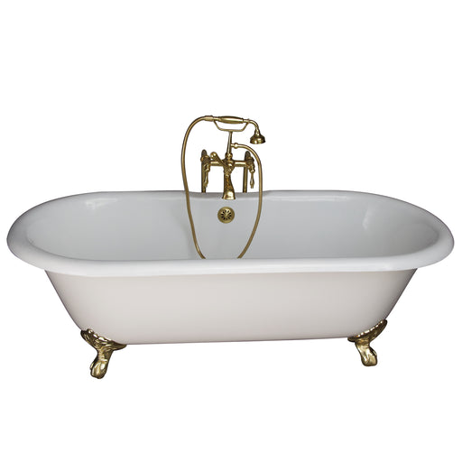 Duet 67" Cast Iron Double Roll Top Tub Kit-Polished Brass Accessories