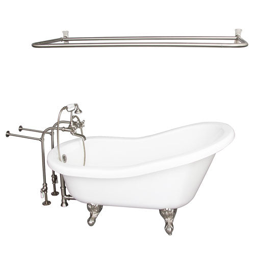 Fillmore 60″ Acrylic Slipper Tub Kit in White – Brushed Nickel Accessories