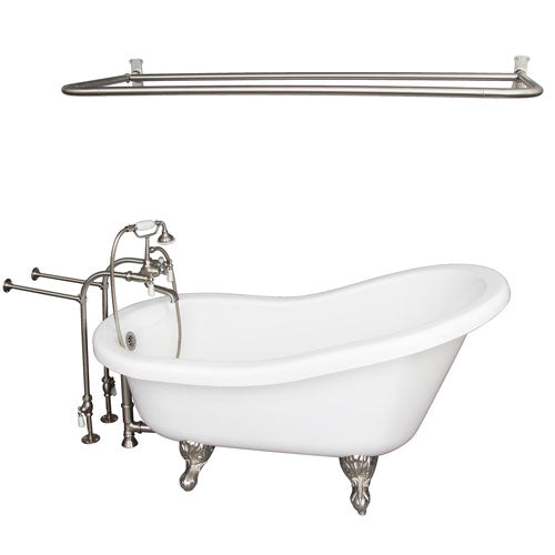 Fillmore 60″ Acrylic Slipper Tub Kit in White – Brushed Nickel Accessories